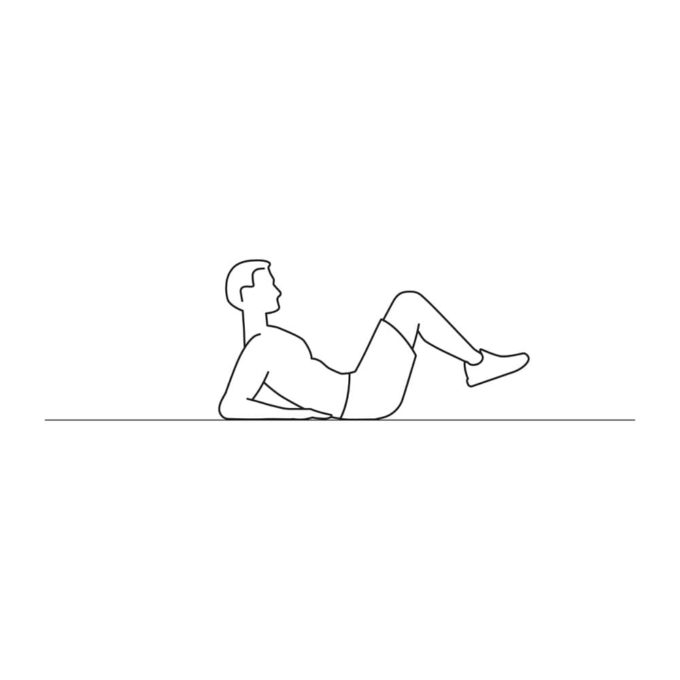 Fitness vector illustration showing crunch kicks exercise