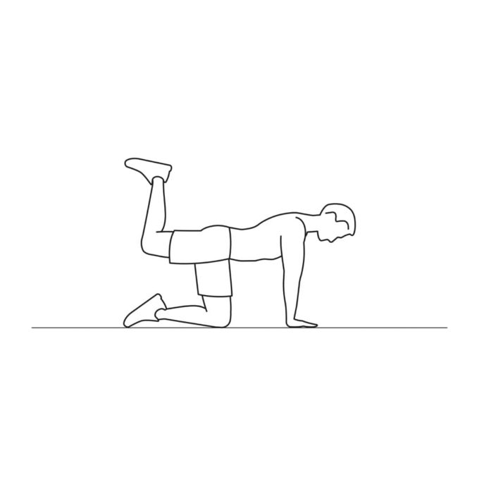 Fitness vector illustration showing donkey kicks exercise