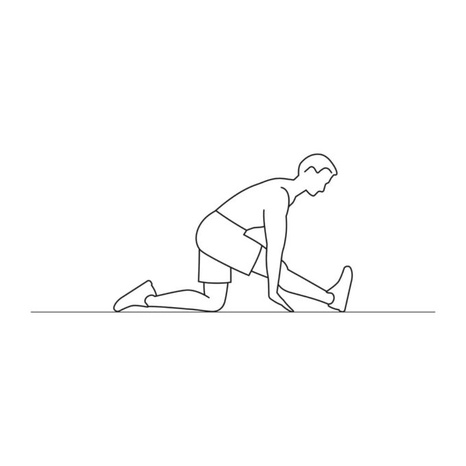 Fitness vector illustration showing hamstring and calf stretch exercise