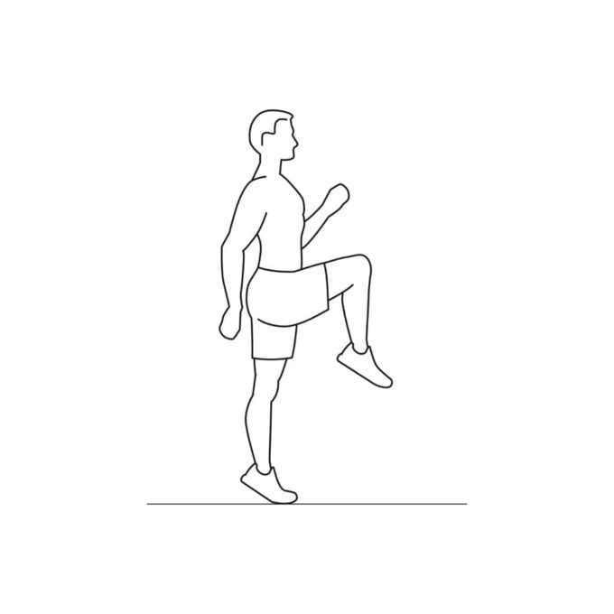 Fitness vector illustration showing high knees exercise