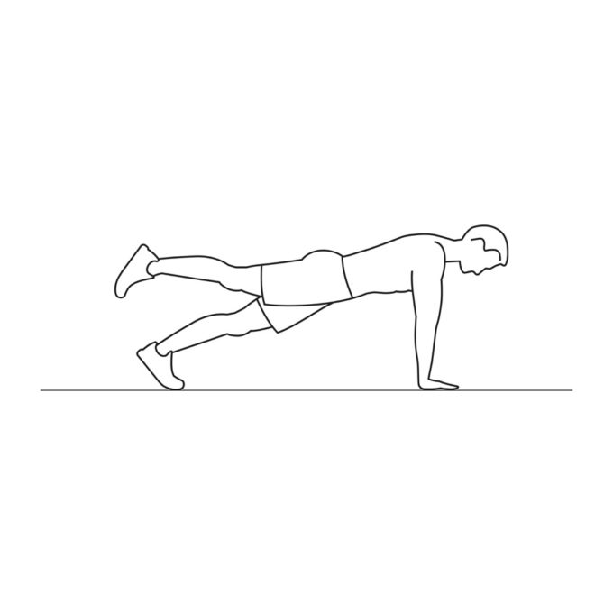 Fitness vector illustration showing plank leg raises exercise