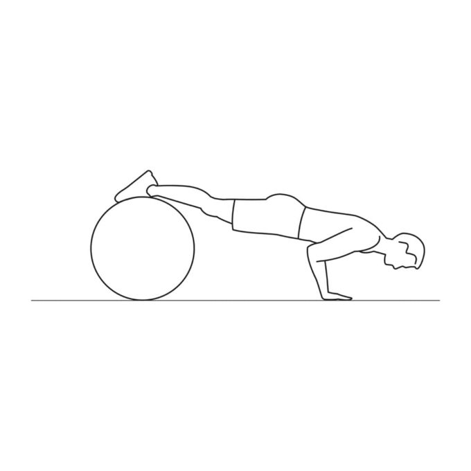 Fitness vector illustration showing swiss ball push ups exercise