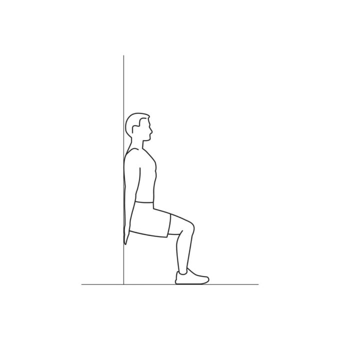 Fitness vector illustration showing wall squats exercise